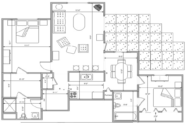 2-Bedroom Deluxe Apartment Floor Plan