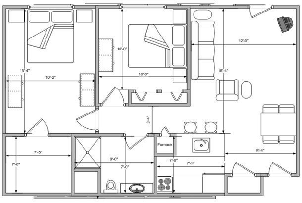 2-Bedroom Apartment Floor Plan